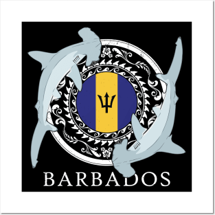 Hammerhead Shark Flag of Barbados Posters and Art